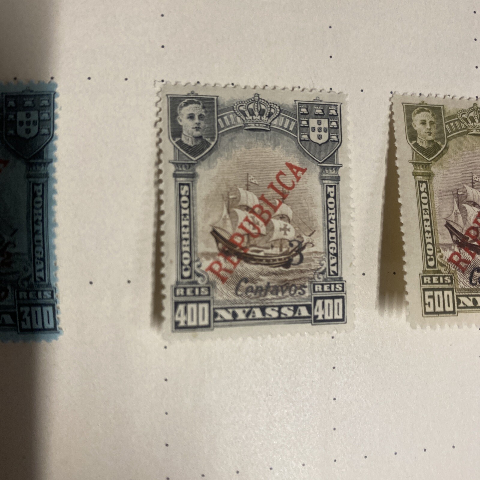 1911 Nyassa Ships Set of Three Surcharge Overprint •Mint Hinged LOOK 👀 RARE