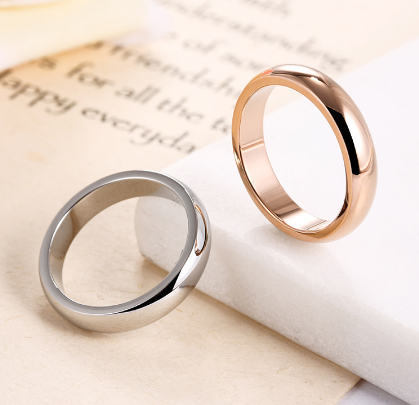 4MM Silver Gold Plated Stainless Steel Men Women Wedding Ring Band Size 3-13