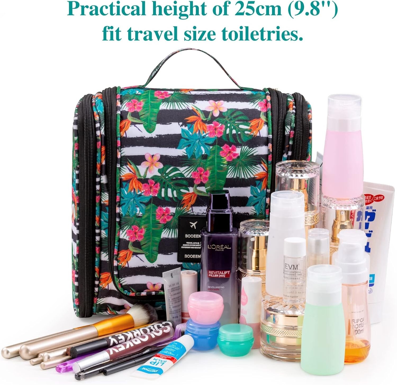 Booeen Hanging Travel Toiletry Bag For Women-17 Compartments, Large Capacity