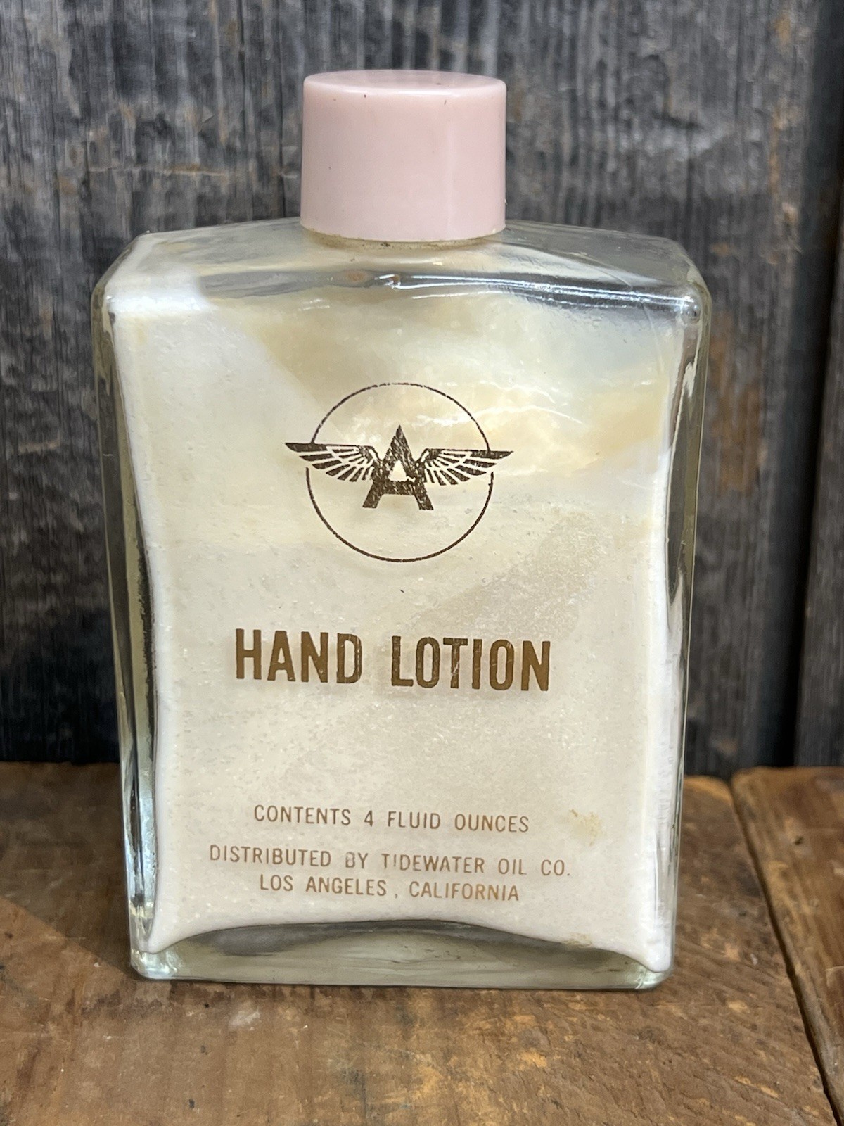 RARE Vintage Tidewater Oil Co. Flying A Hand Lotion Glass Bottle