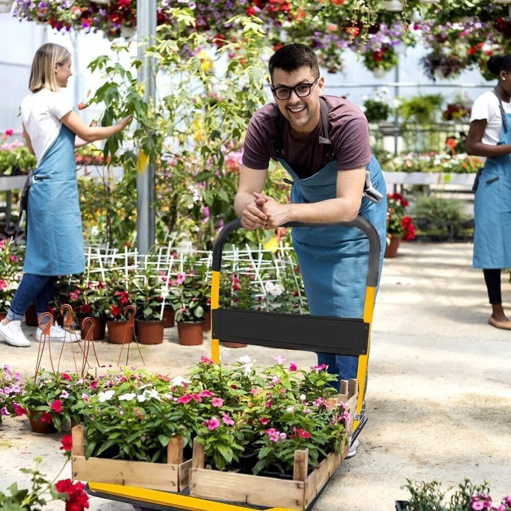 ( USED ) Folding Hand Truck Dolly Cart Wheels Luggage Cart Trolley Moving 330lbs