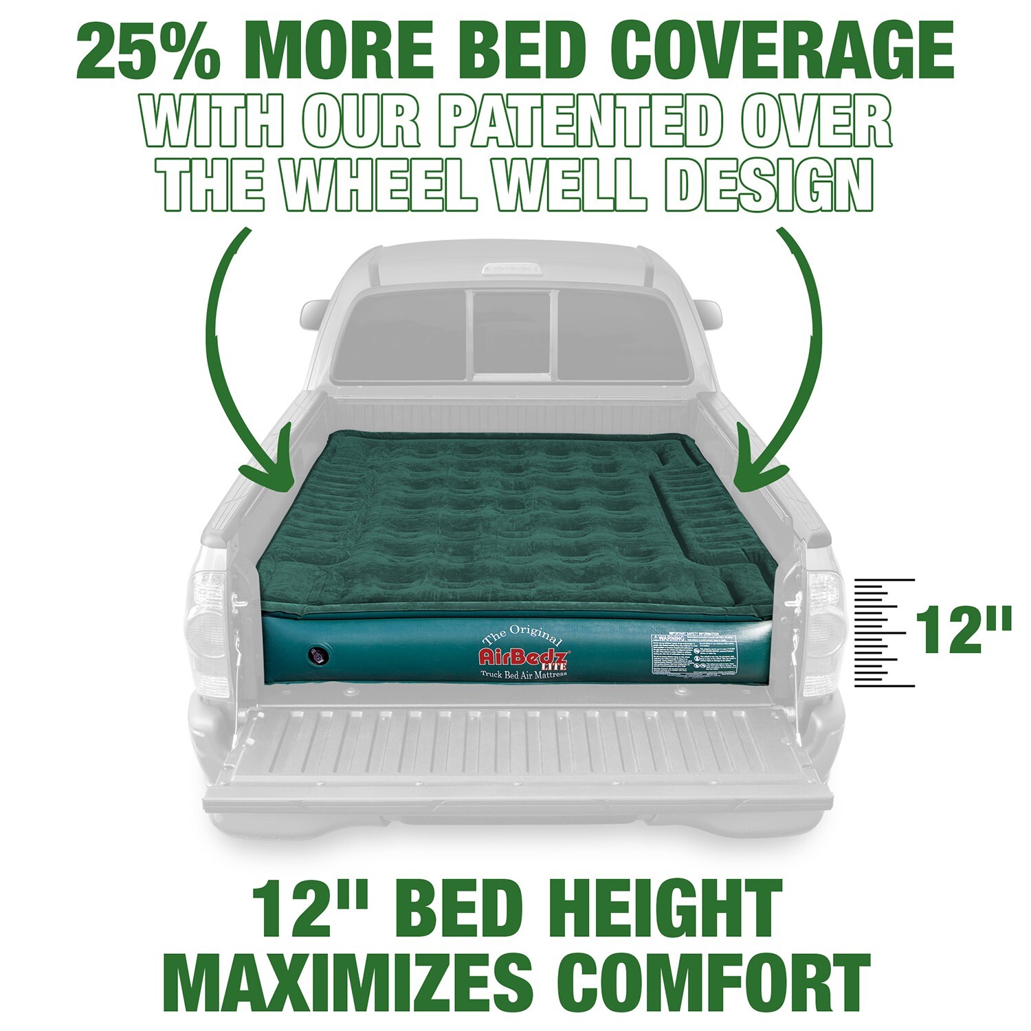 AirBedz Lite Overlanding Mid Size Truck Bed Camping Air Mattress fits 6'-6.5'