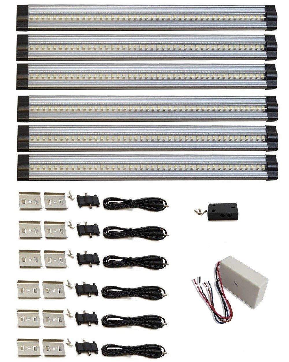 6 Piece LED UnderCabinet LowProfile Lighting Set Hardwire 4000K 1200 Total Lumen