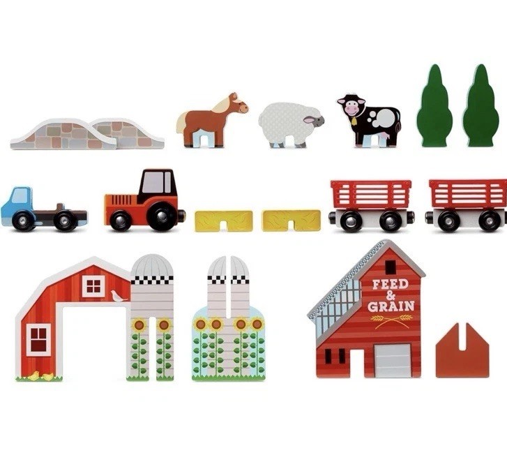 Melissa & Doug Wooden Take-Along Farm 17-Pieces Portable New
