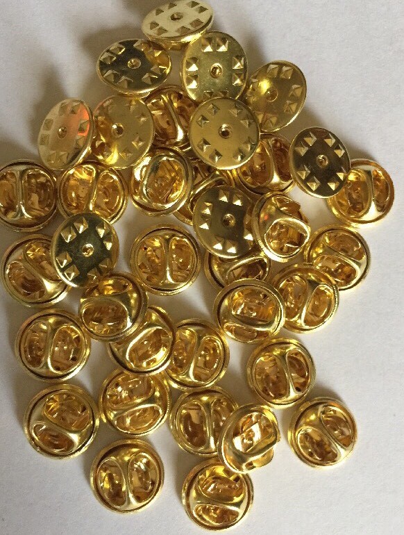 25 Pin Back Clasps butterfly clutch brass new condition frogs keepers