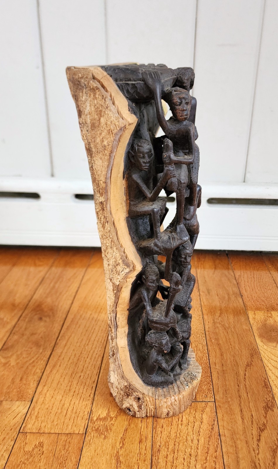 Antique African Makonde Tree of Life Ebony Wood Carving Sculpture Statue