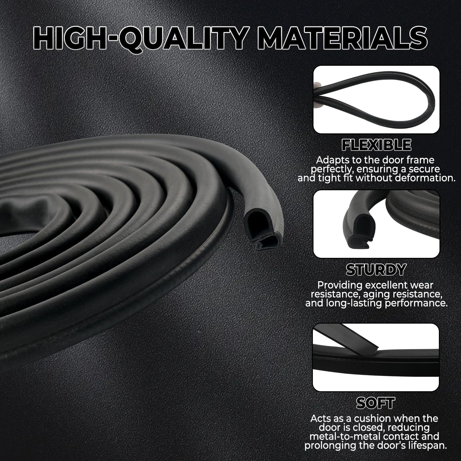 Door Weather Stripping, Rubber Seal Trim Weatherstrip Compatible with 1988-2000