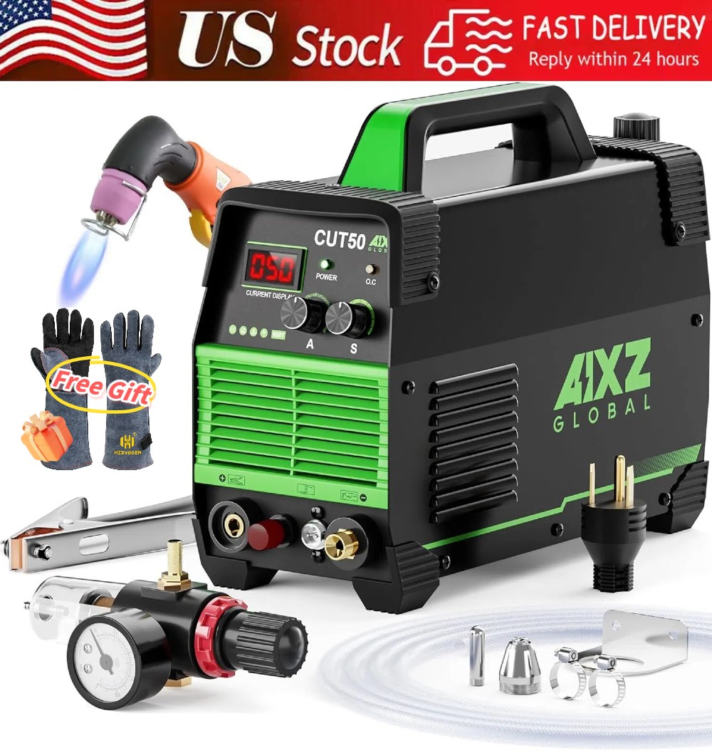HF Plasma Cutter& Gloves,50A Non-Touch 110/220V  Built-in Gas Pressure Regulator