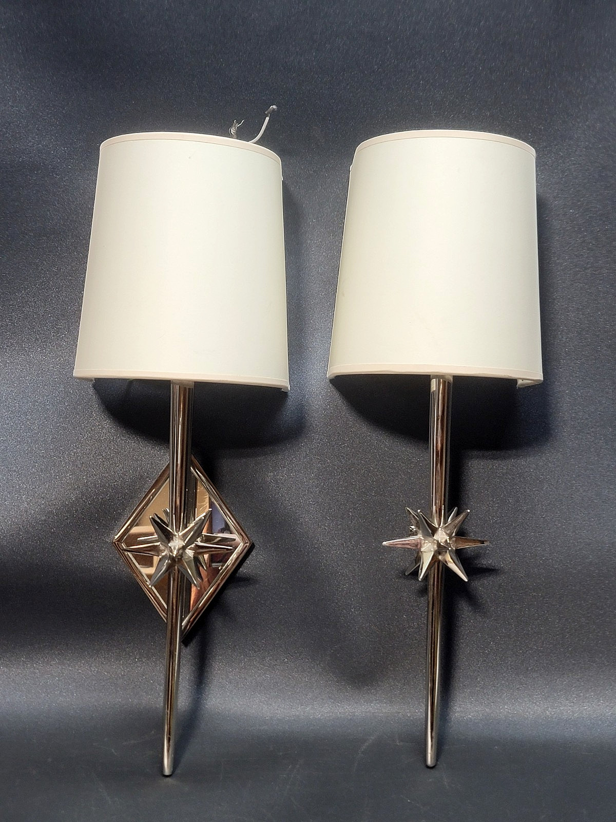 Pair of Visual Comfort Signature Etoile Wall Sconces Polished Nickel Finish 17"