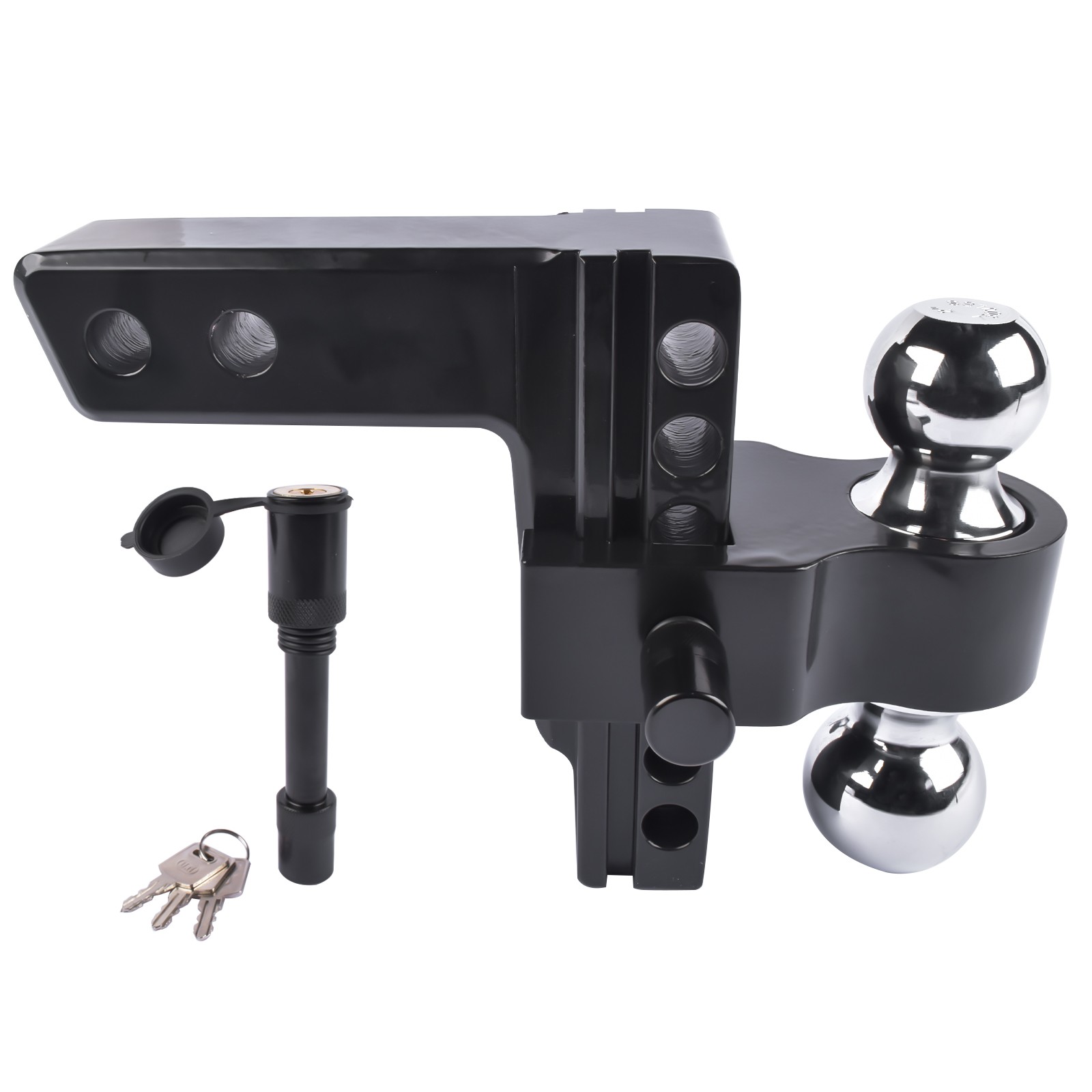 Dual Ball Adjustable Trailer Hitch with Lock, 2-Inch Receiver, 6-Inch Drop/Rise