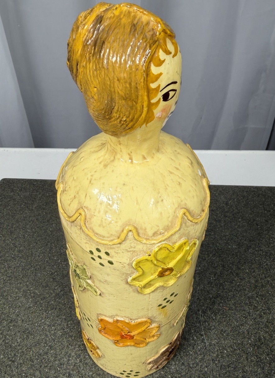 Rare Jeanne Valentine S.A. Handcrafted MCM Woman Florals, Paper Mache