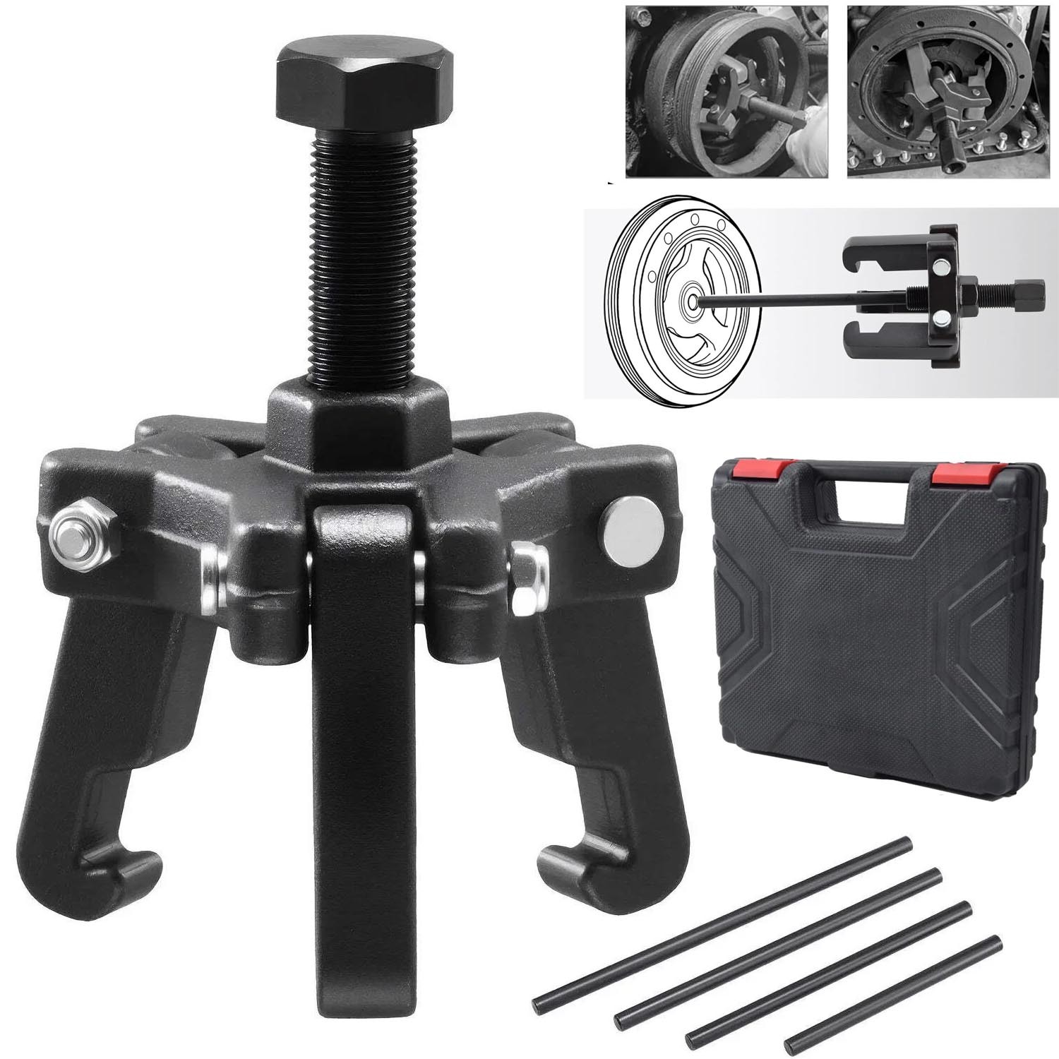 Harmonic Balancer Puller Crank Pulley Removal Kit Engine Motor Rod Auto LS GM US