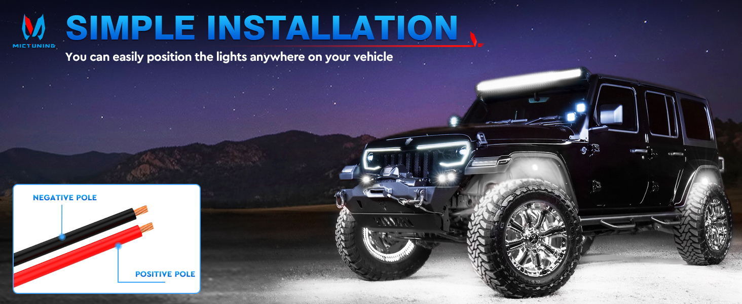 12 Pods Pure White LED Rock Lights, Waterproof Underglow Under Car Truck Lights