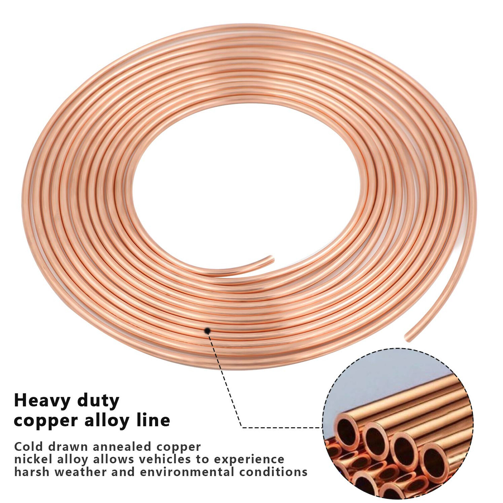 2x Copper Nickel Brake Line Tubing Kit 3/16 OD 25 FT Coil Roll All Size Fitting~