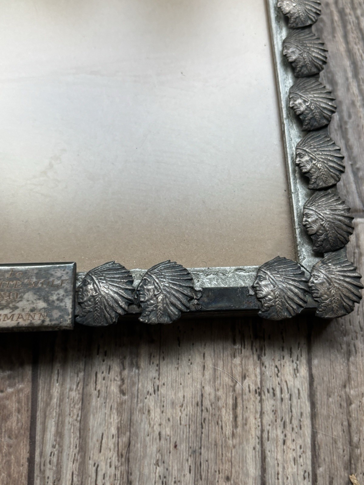 Vtg Rare 1959 Native American Chief Picture Photo Frame High Chief White Wolf