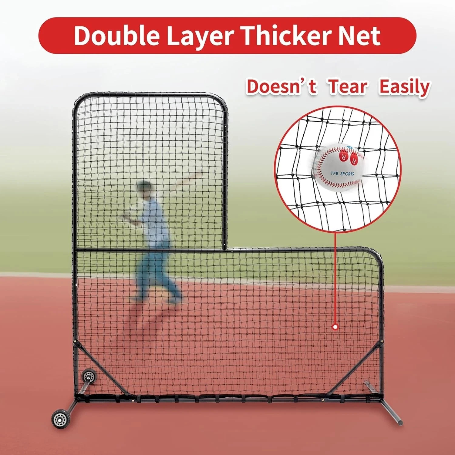 L-Shaped Hitting Cage, Baseball Hitting Net, Pitching and Hitting Protection Net