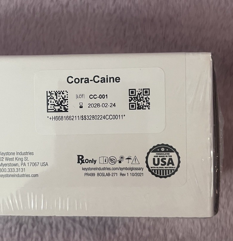 (2) Bosworth 16621 Cora-Caine 16% Topical Denture Adhesive•4gm tubes•EXP 2/24/28