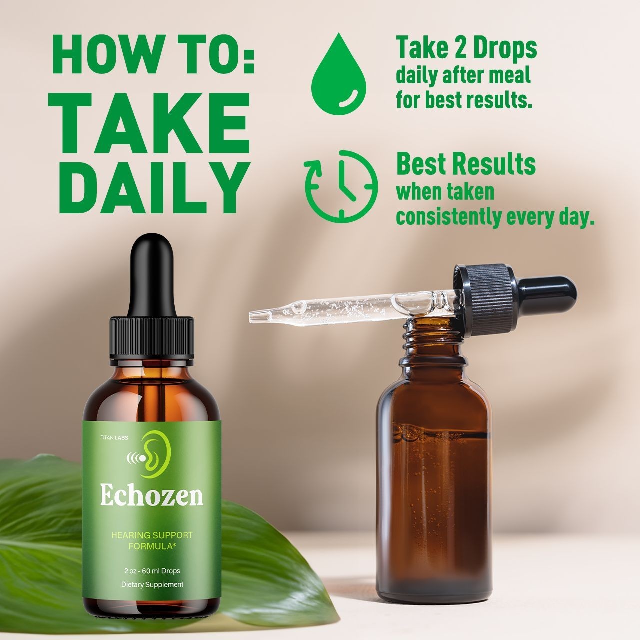 (1 Pack) Echozen Ear Health Support Drops Natural Echo Zen Vitamin 30 Servings