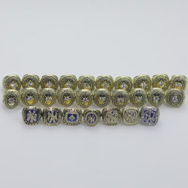 NY YANKEES 27 PCS WORLD SERIES CHAMPIONSHIP RING SET W DISPLAY BOX