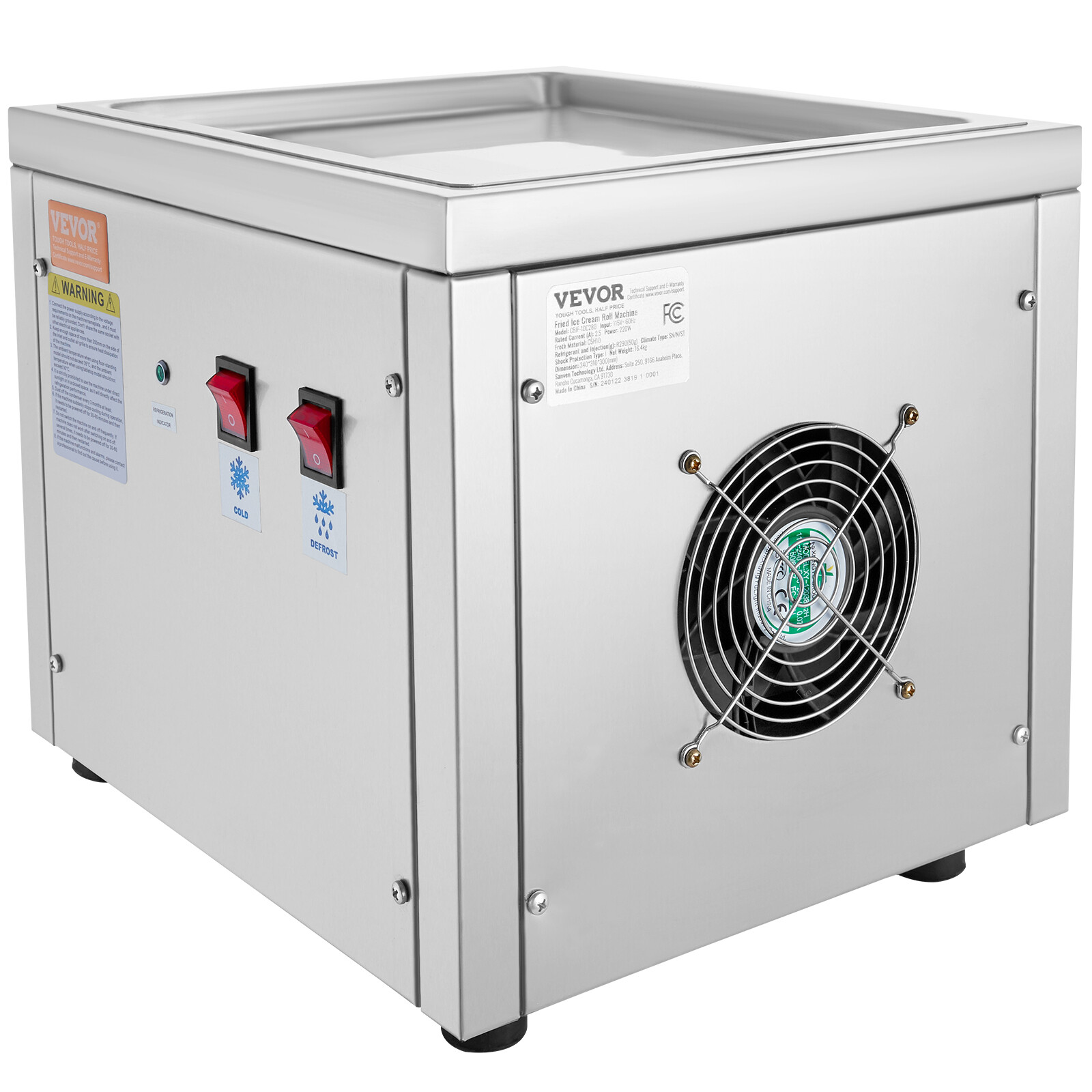 VEVOR Fried Ice Cream Roll Machine Ice Roll Maker 11"x9.5" Pan Yogurt Roll Maker