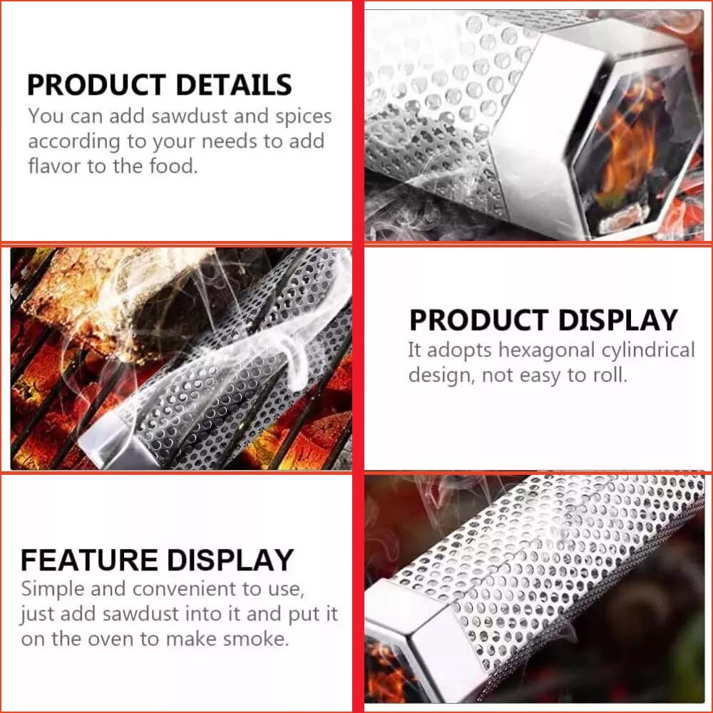 12in BBQ Smoker Tube for Wood Pellets – Stainless Steel Grill Smoke Box for Meat