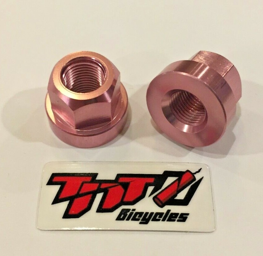 TNT BICYCLES - ALUMINUM AXLE NUTS - 3/8" x 24tpi - SOLD AS PAIR (2pcs)