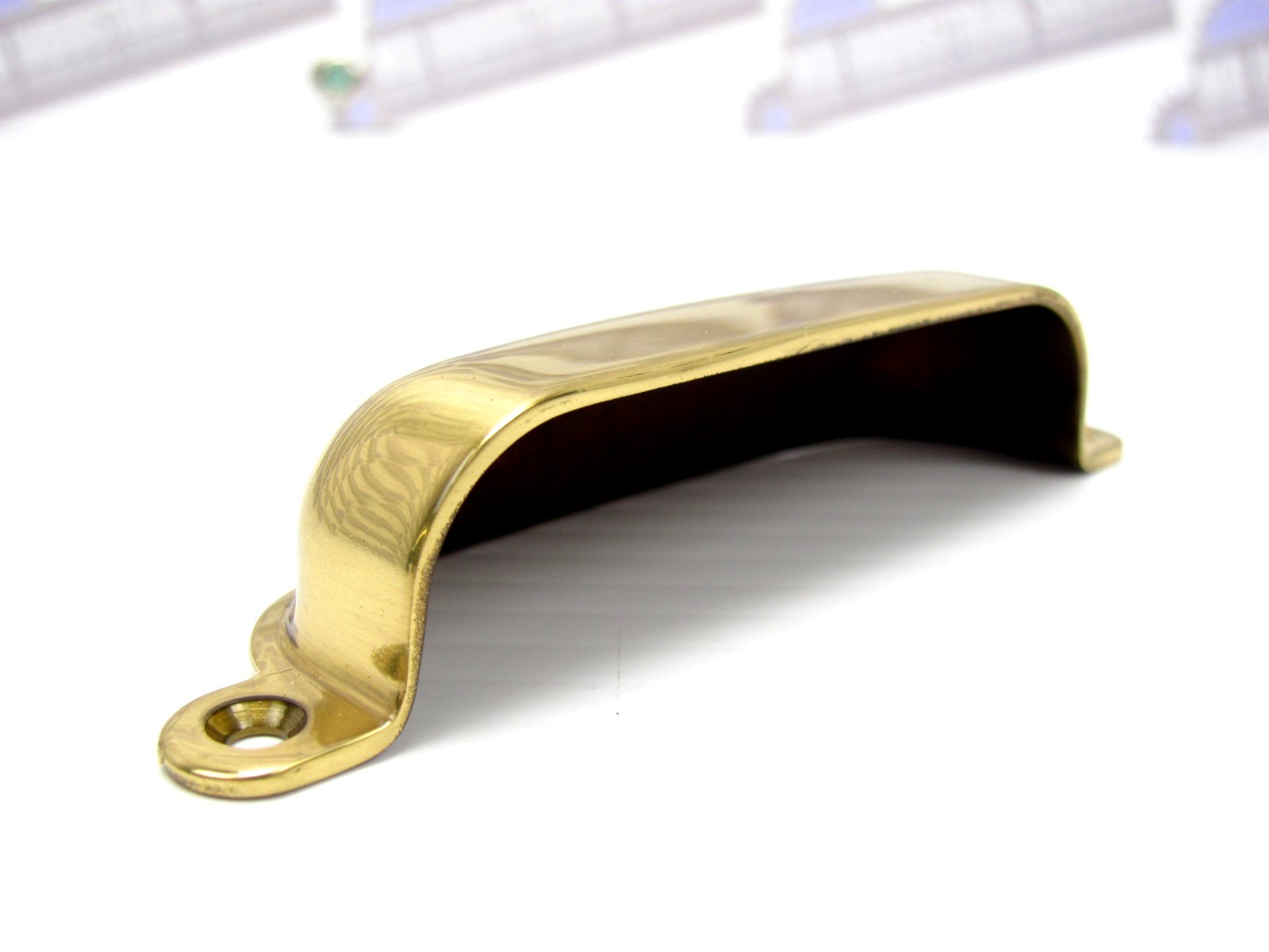 (SALE) Heavy Duty POLISHED - SOLID BRASS - 4" PULL HANDLE KNOB w/SCREWS - (NEW)