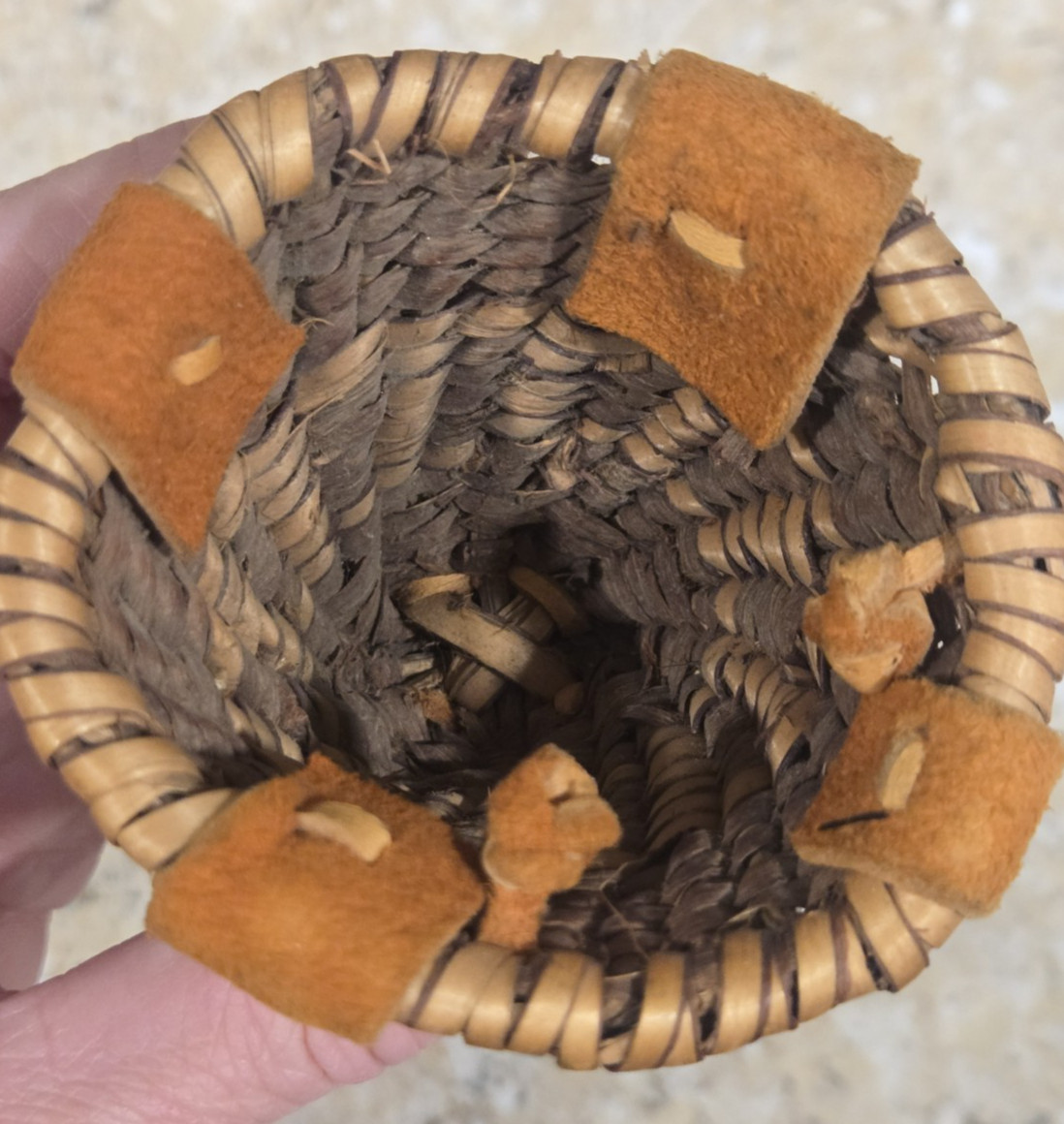 Vintage Miniature Native American Apache Burden Basket with Tipped Tassels