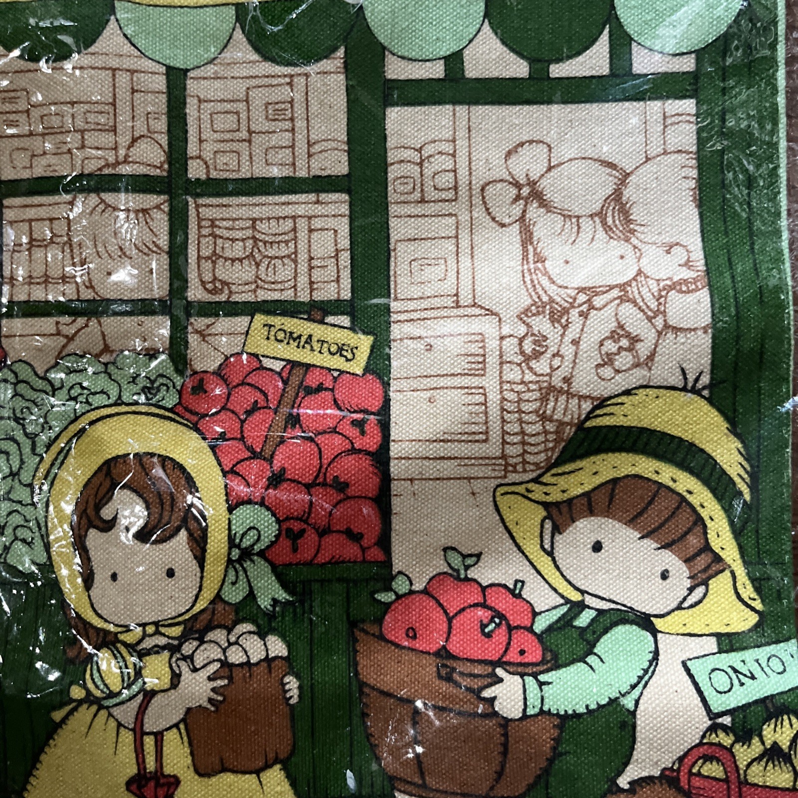 Joan Walsh Anglund 60/70’s Vintage GROCERY Cotton Illustrated Tote Bag NOS