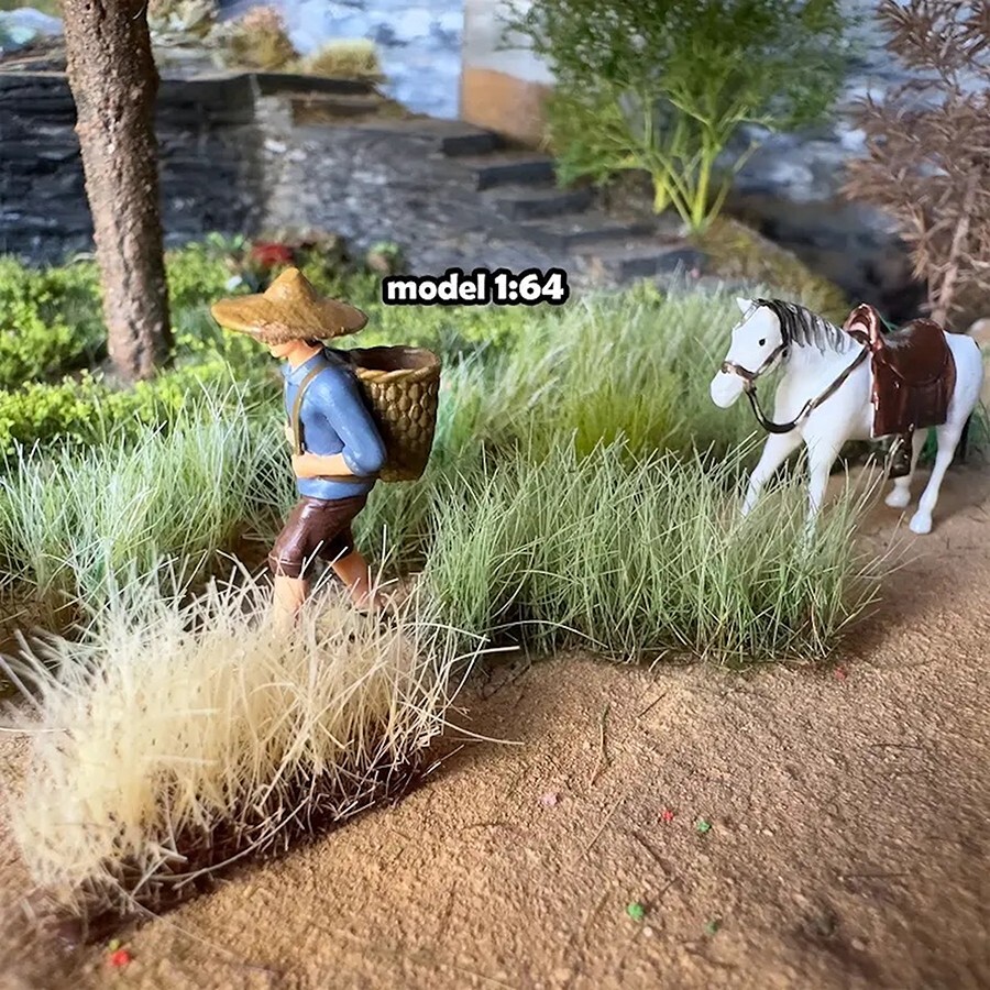 12mm High SATIC GRASS Bush Tufts HO train railway SCENICS MODEL TRAIN SCENERY