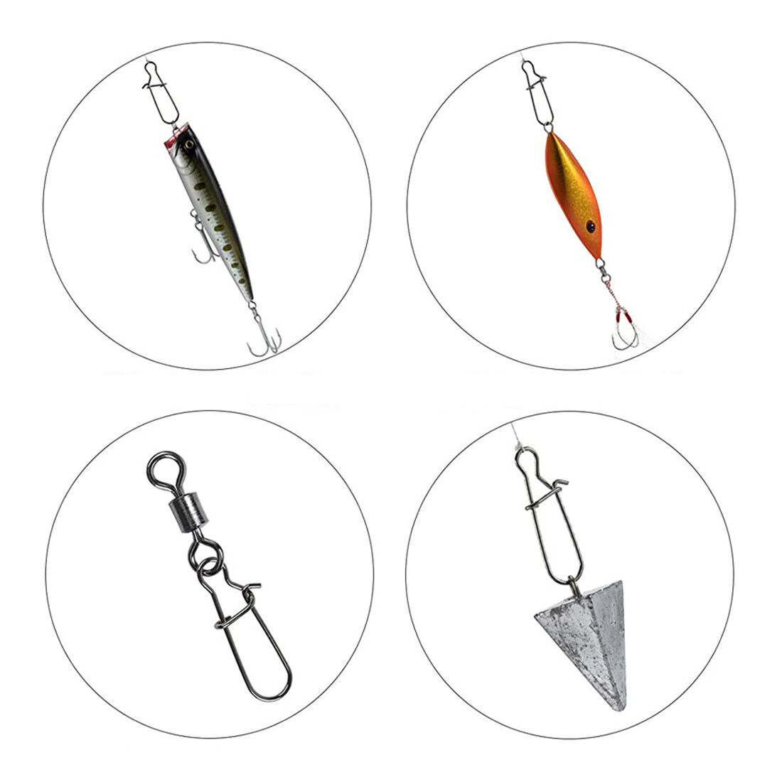 50~200Pack Fishing Snaps Duo Lock Snap Stainless Steel 8LB-220LB Quick Lure Snap