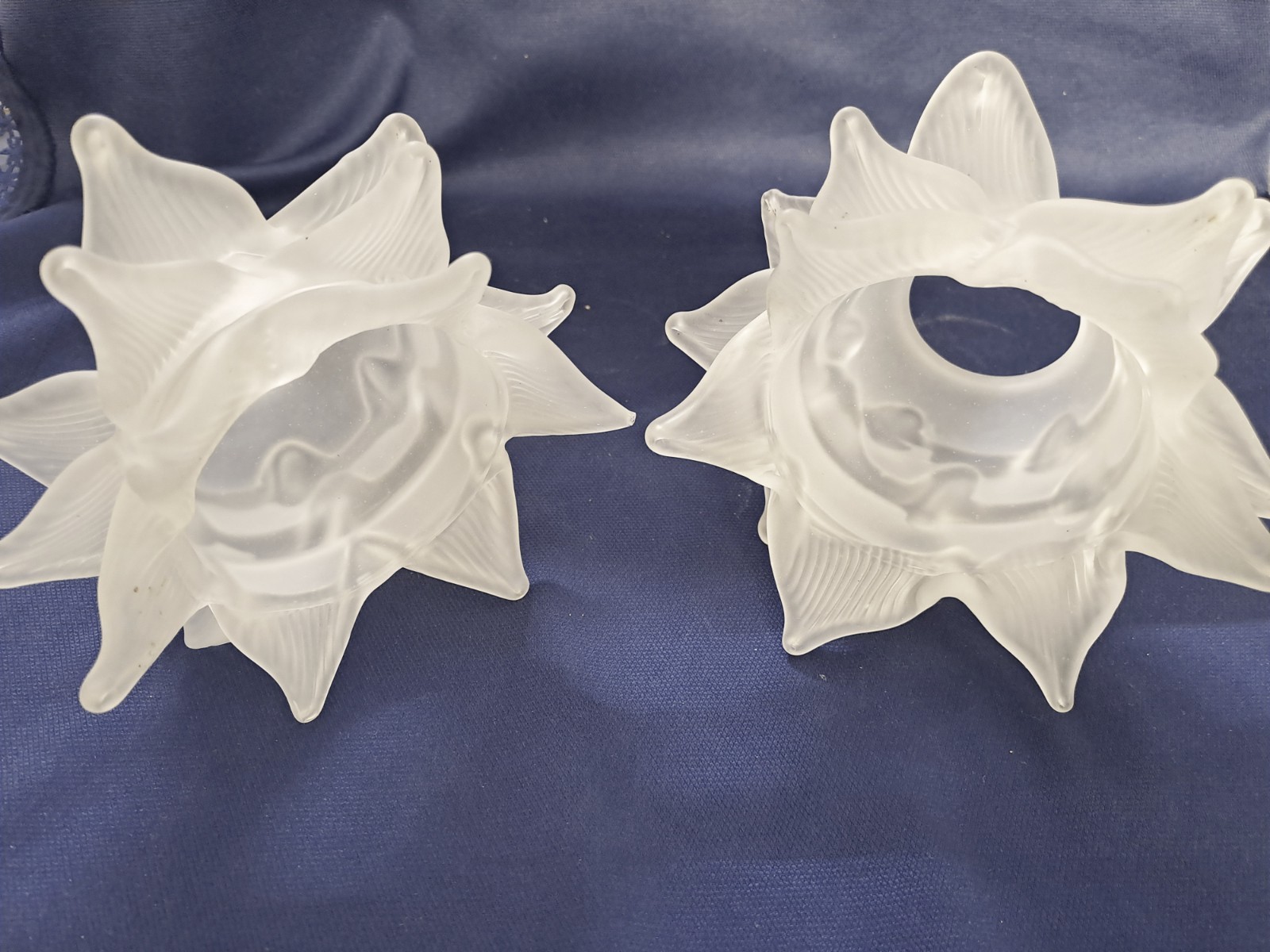 Vintage Murano Blown Glass Rose Petal Shades Set of 2 Frosted