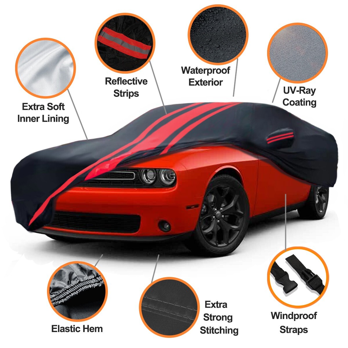 Custom Fit For Dodge Challenger Outdoor Car Cover 100% Waterproof w/ Entry Zip