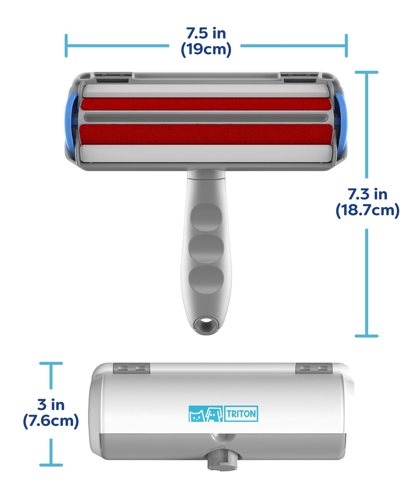 Triton Pet Hair Removal Tool w/Fur Trapping Compartment and Large, Gray/White