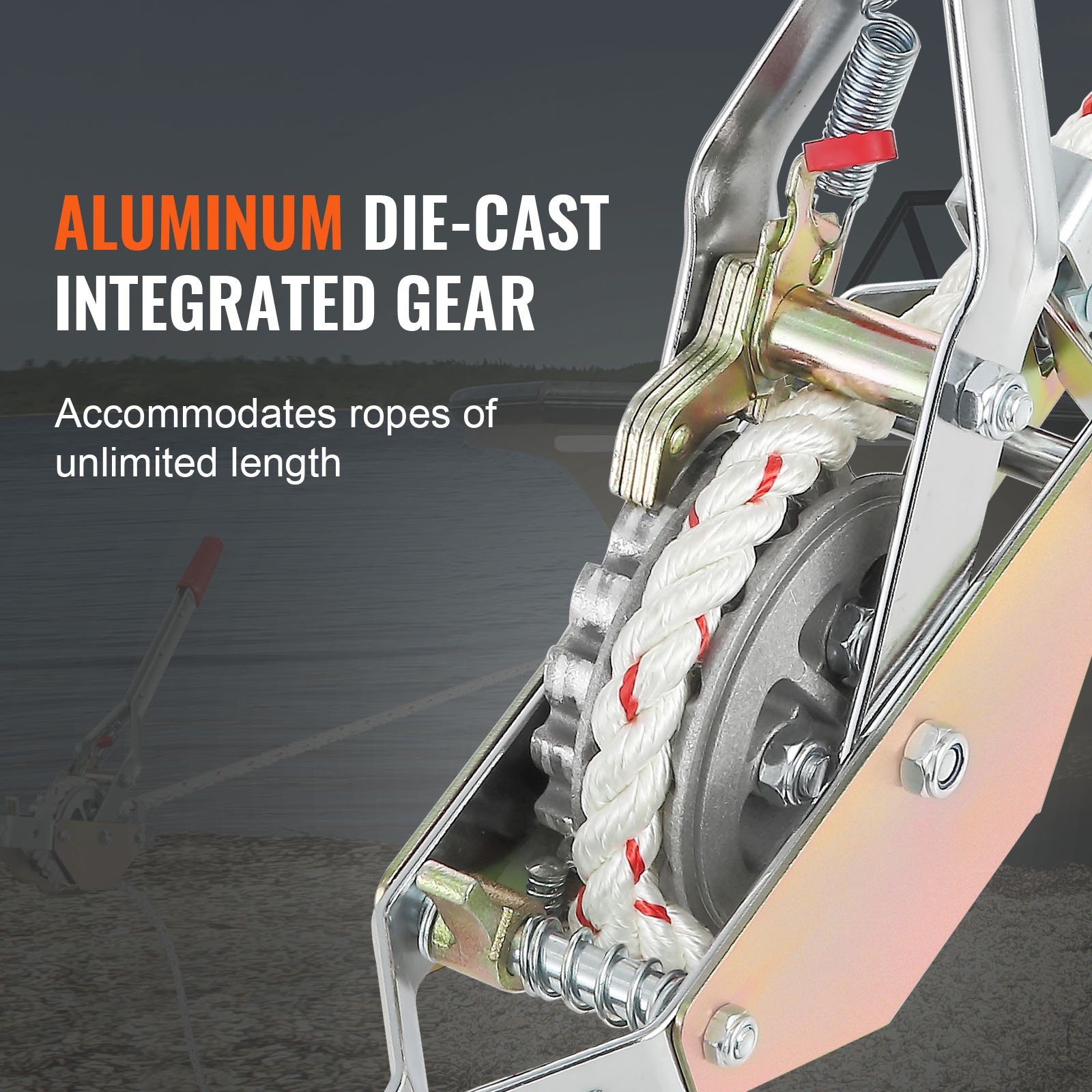 Uimoso Rope Puller Come Along Winch 3/4Ton 1653lb Capacity 100' of 0.6" dia Rope