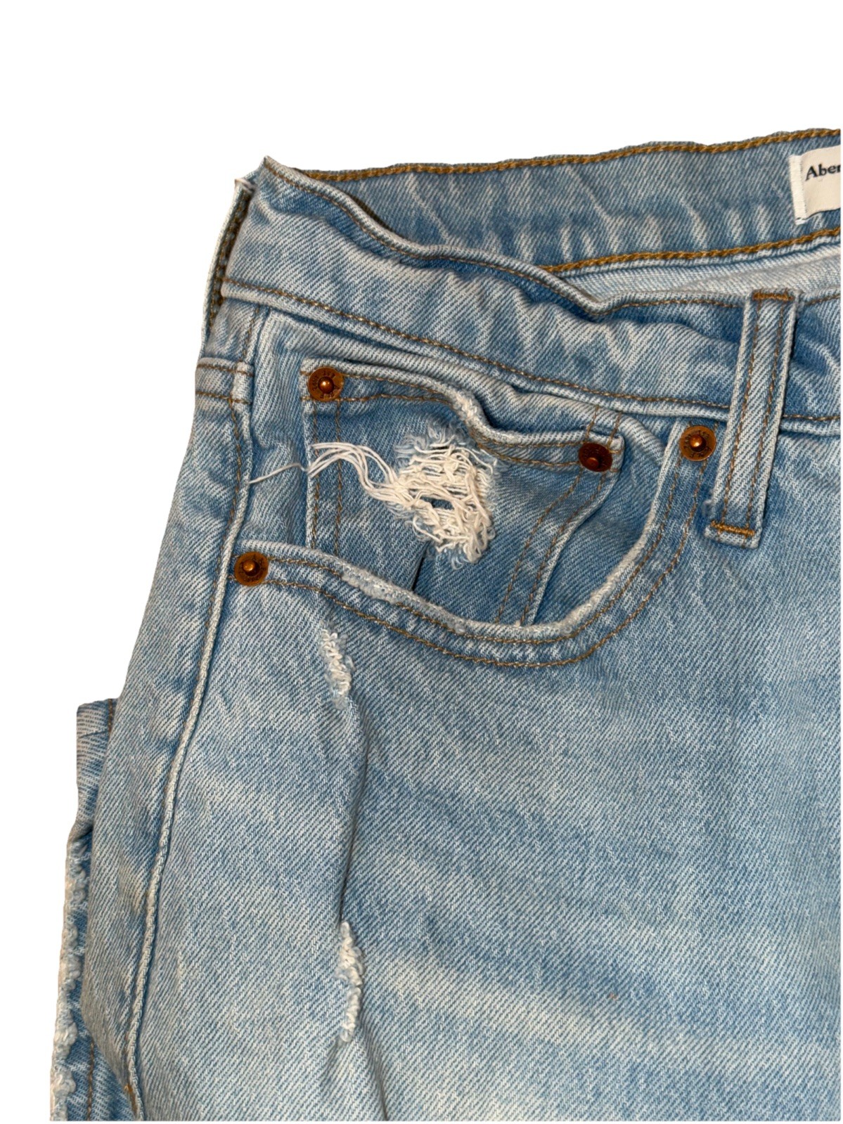 Abercrombie & Fitch The Boyfriend Mid Rise Distressed Blue Jeans Womens 29/8