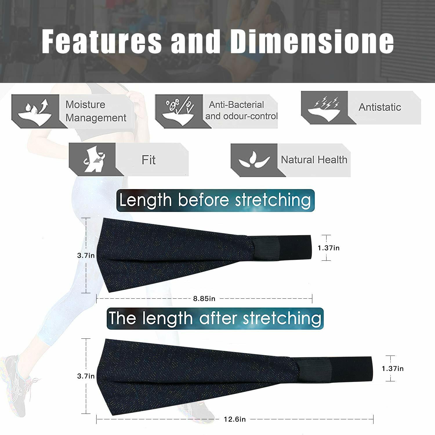 Workout Fitness Headbands for Women Men Wide Hair Band Non-Slip Sport Head Bands