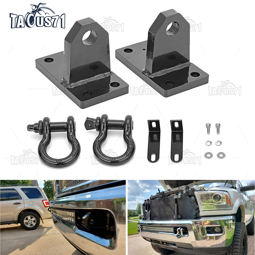 Front Tow Hooks Shackle Bracket Kit For 2010-2017 2018 2019 Ram 2500/3500/4500