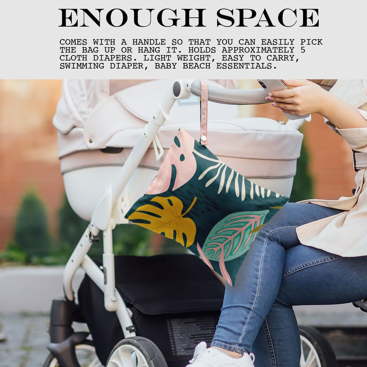 Wet Bag, Wet Dry Bag, Wet Bag for Swimsuit, Travel, Beach, Pool, Diapers, Dirty