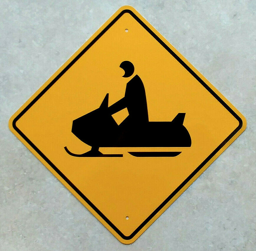 Snowmobile Crossing Sign - Trail Marker - Ski Doo Roadway Plaque - Winter Fun