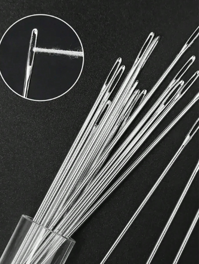 15-Pieces Big Eye Needle Set for Hand Sewing, Includes Needle Bottle