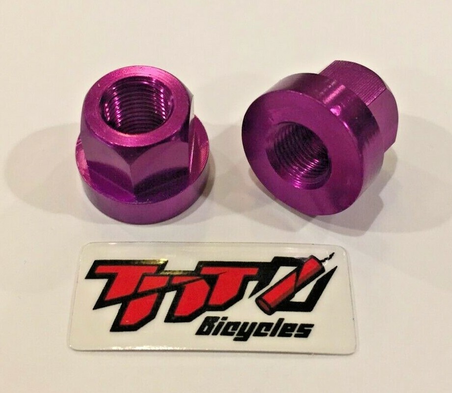TNT BICYCLES - ALUMINUM AXLE NUTS - 3/8" x 24tpi - SOLD AS PAIR (2pcs)