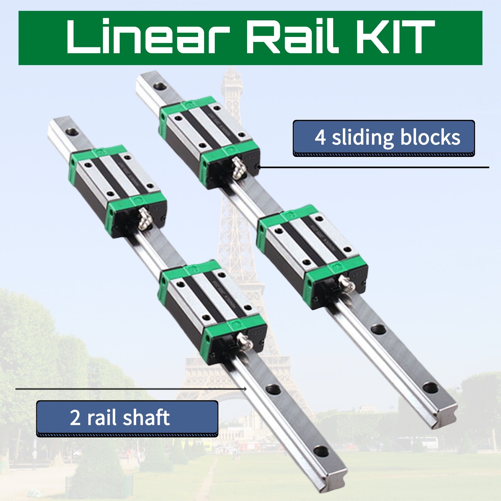 HGR15 HGR20 HGR25 2X Linear Rail Guide+4X HGH15/20/25CA Block 200-2000mm Set CNC