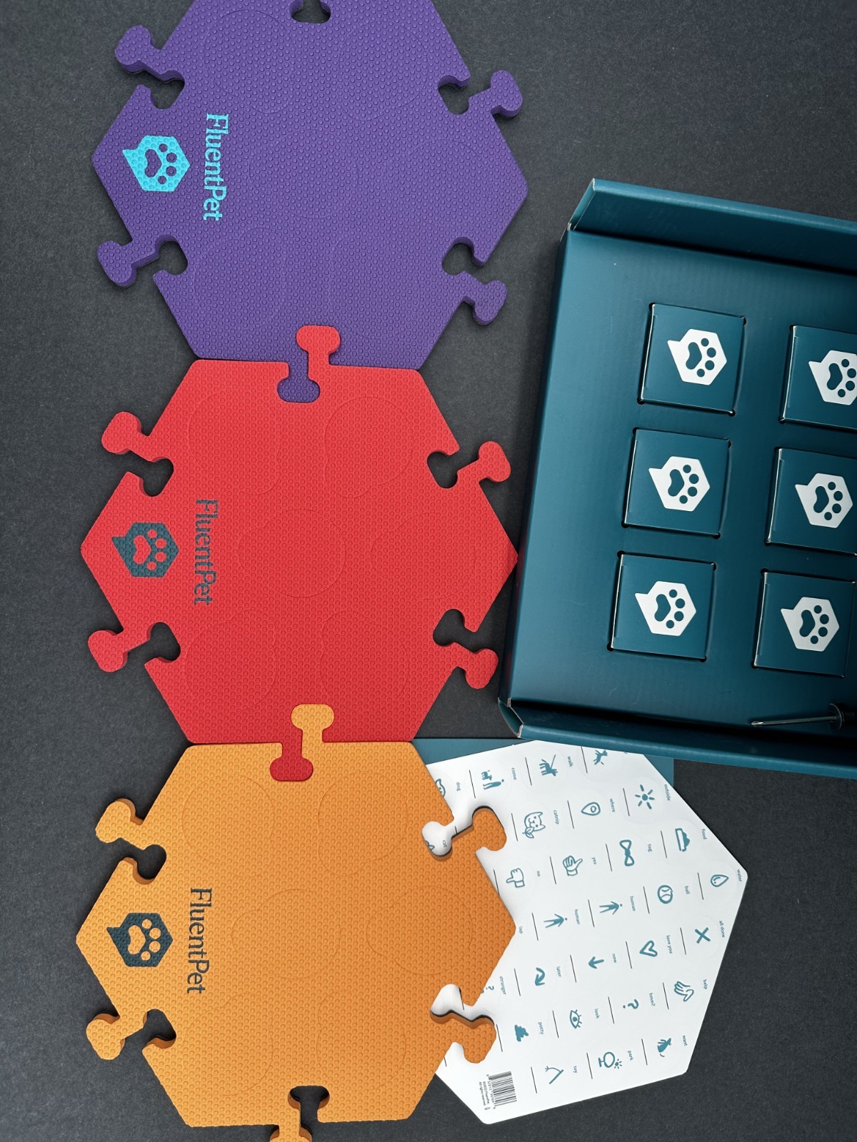 FluentPet Sp UP Get started Kit – 6 Buttons + 3 Tiles + Stickers – Used