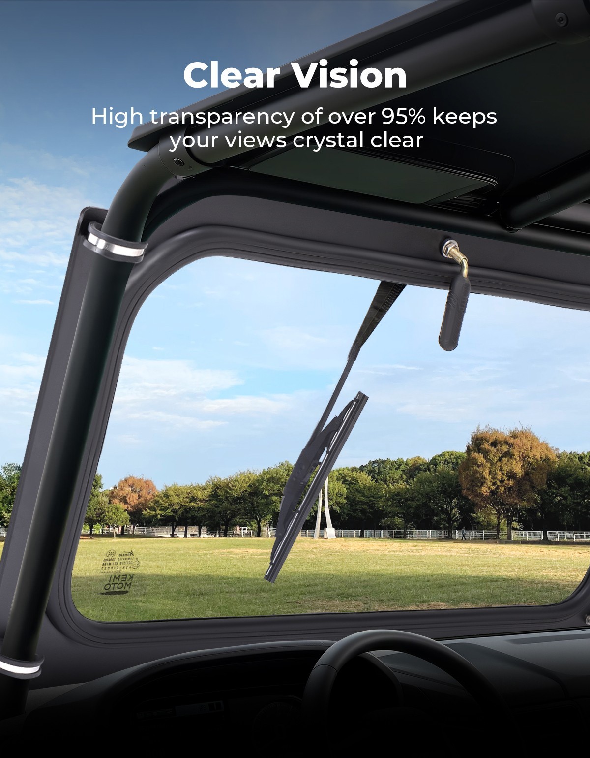 Glass Windshield W/Manual Wiper For 2014-2018 Polaris RZR XP 1000/ 4 Turbo Trail