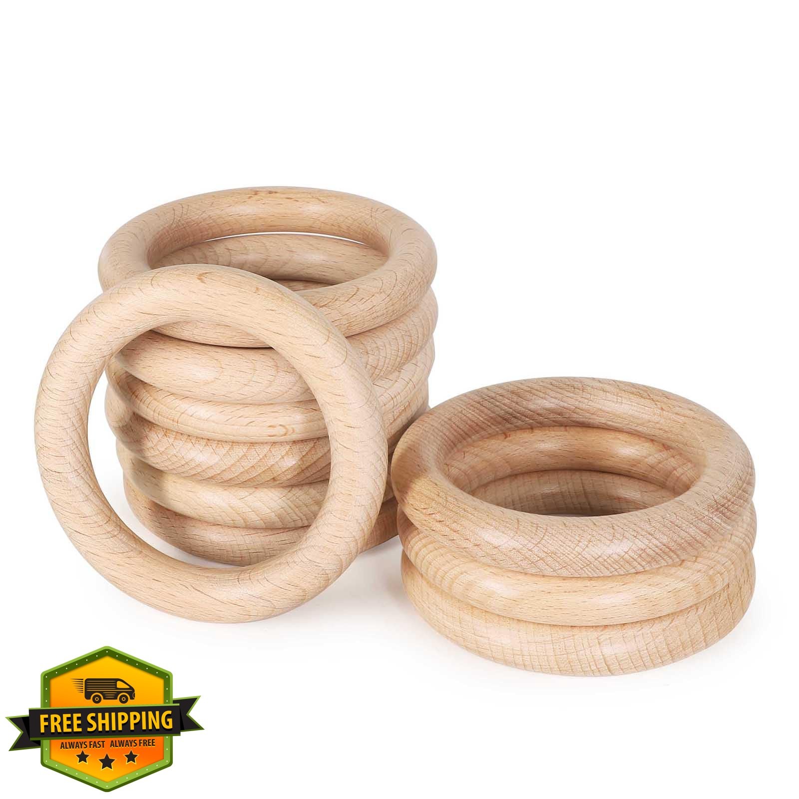 FoDau770 Beech Wood Rings 3 Inch Natural Unfinished Craft Circles for Macrame...