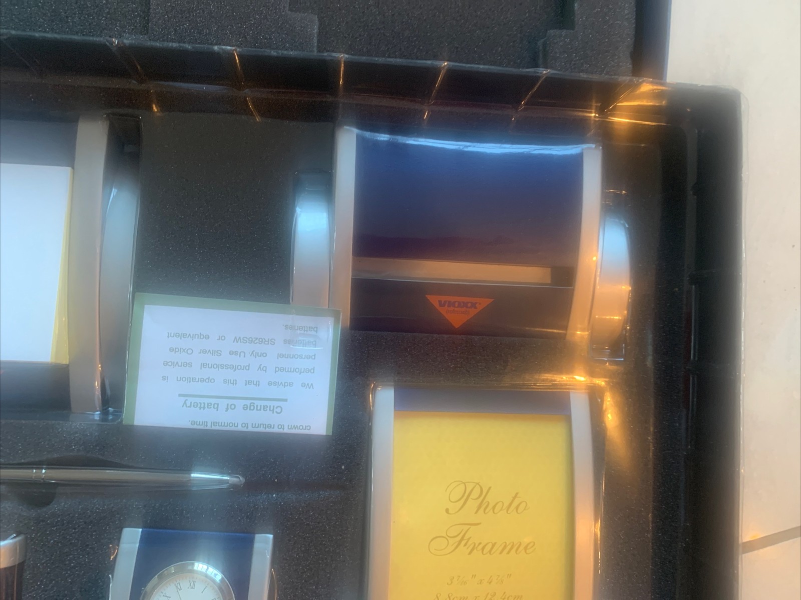 Desk Set 5 Piece pharmaceutical drug rep Vioxx New In Case Clock, Photo Etc