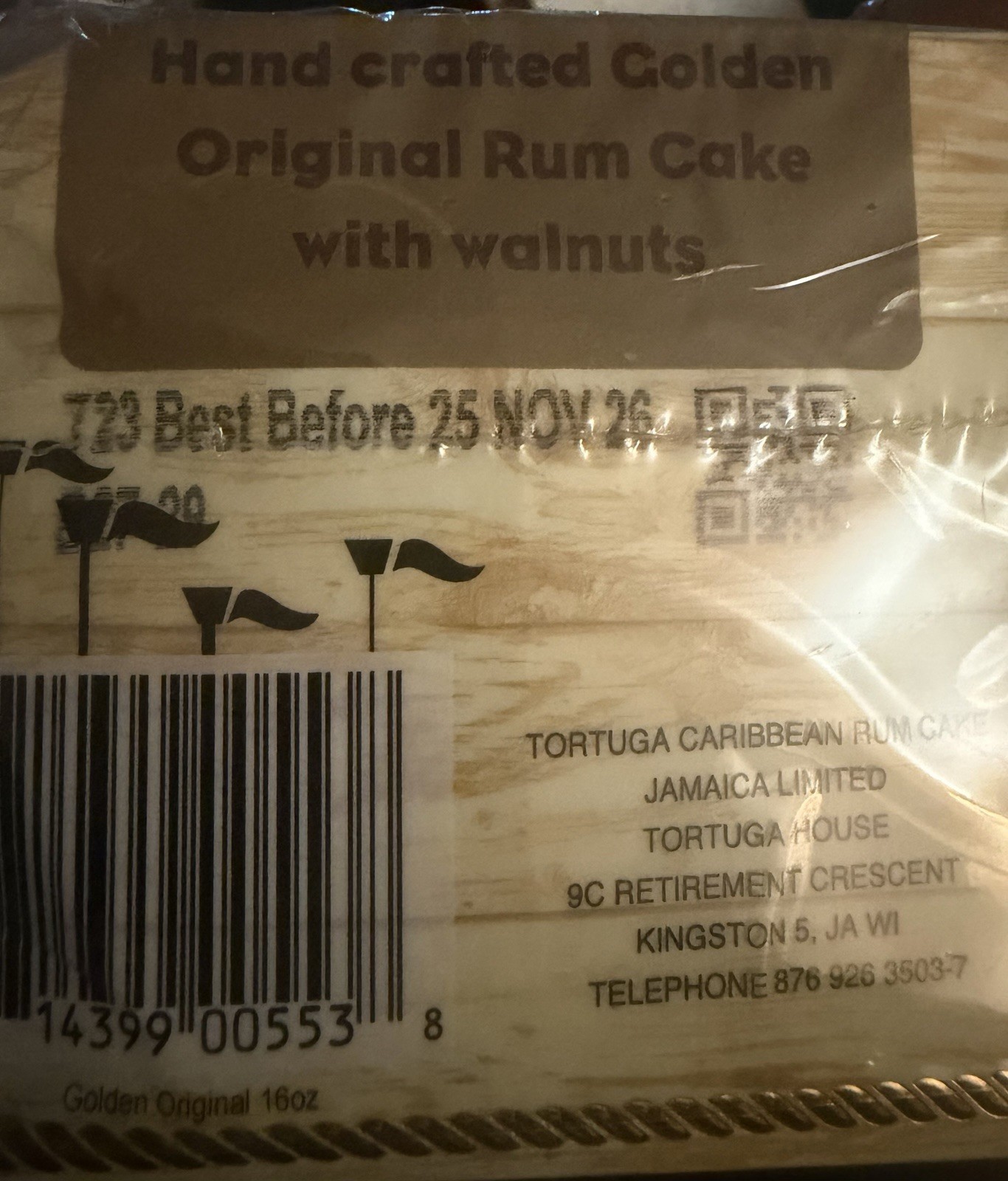 TORTUGA Caribbean Original Rum Cake with Walnuts - 16 oz Rum Cake BB: 11/25/26