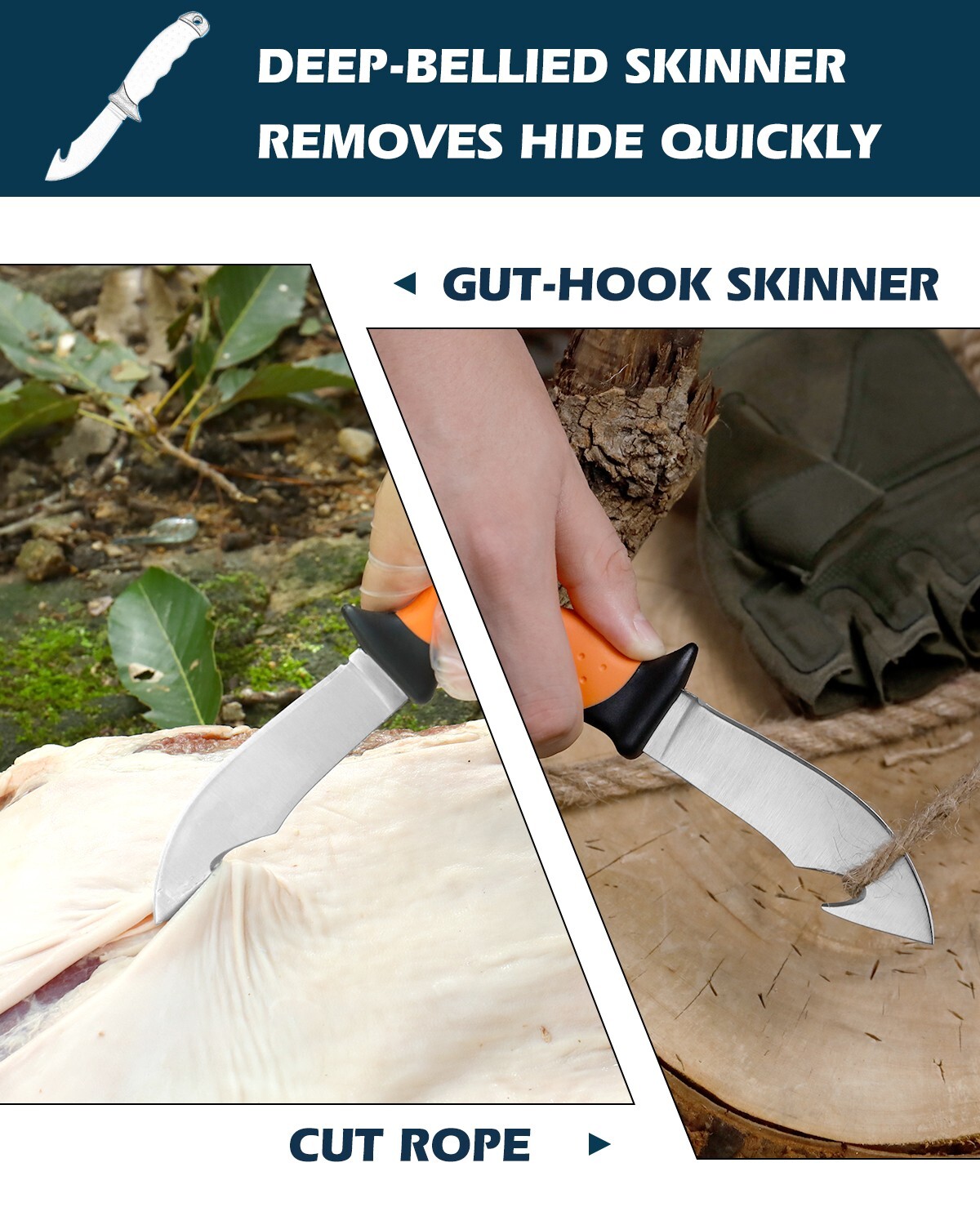 Dispatch 6PCs Hunting Knife Set - 3Cr13 Blades Deer/Elk Game Processor Kit