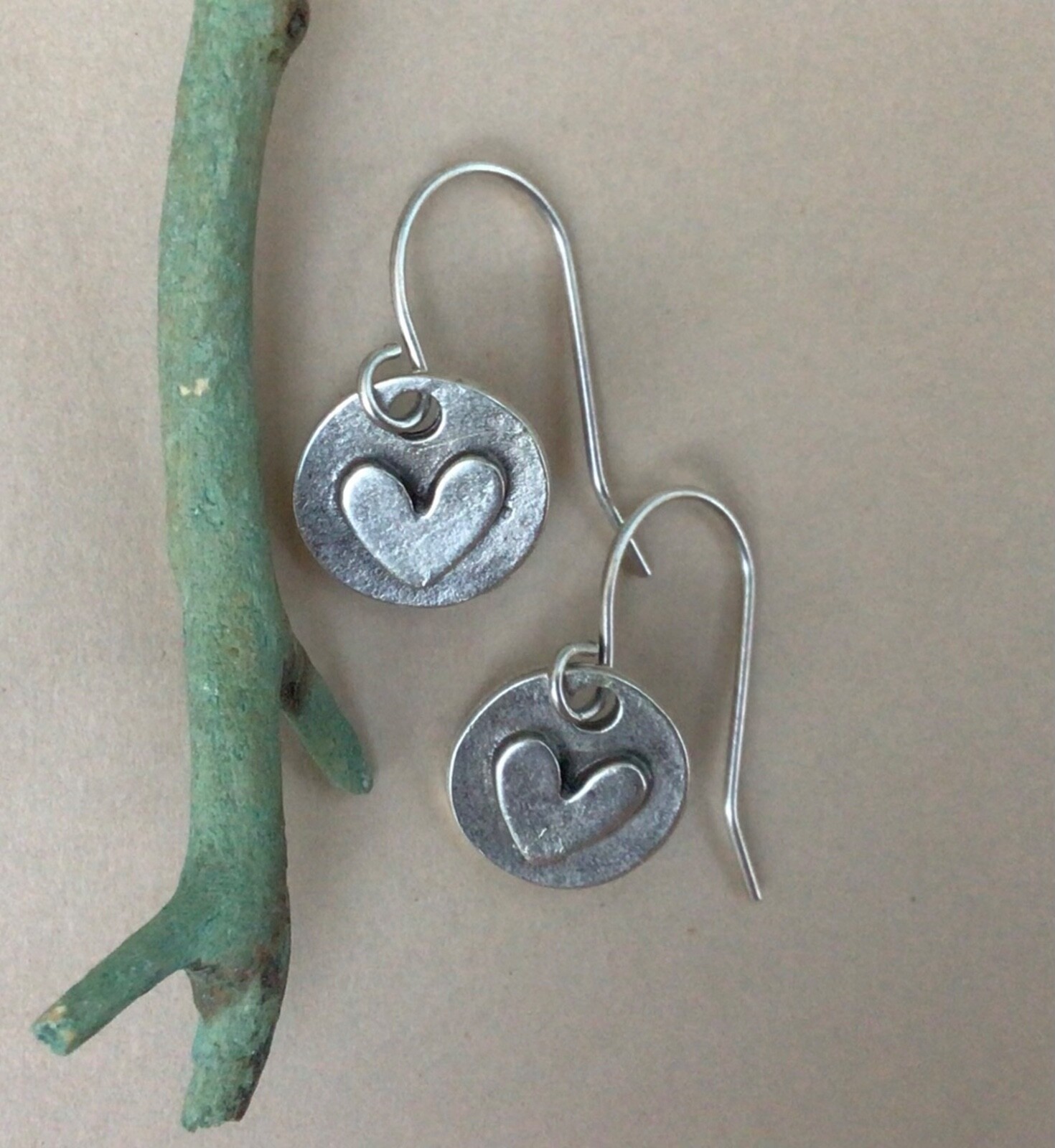 Handcrafted Sundance Charm Artisan jewelry Handmade Earrings Hammered Heart